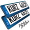 2 Kennzeichenhalter kurz 46 x 11cm Auto Nummernschildhalter Kurze Kennzeichenhalterung 460mm x 110mm kurzer Kennzeichenhalter (Blau Chrom gebürstet)