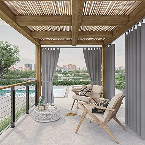 chilly pilley Rideaux Extérieur Hydrofuge pour Balcon Terrasse Et Jardin Brise-Vue Rideau Extérieur Protection Solaire Coupe-Vent (1,5x2m, Gris)