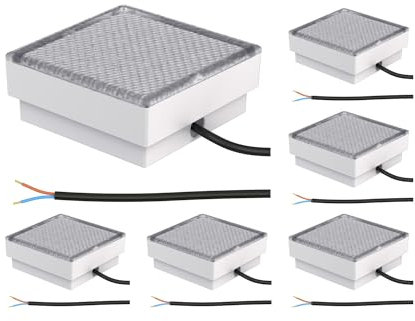 ledscom.de 6 Stück LED Pflasterstein Bodeneinbauleuchte CUS für außen, IP67, eckig, 15 x 15cm, kaltweiß