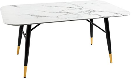 Riess Ambiente Couchtisch Paris 110cm weiß Kristallglas mit Marmor-Dekor Beistelltisch Wohnzimmertisch Tisch