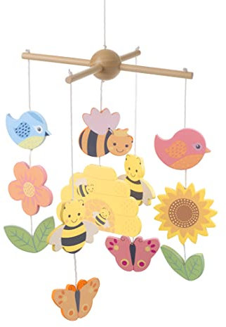 Orange Tree Toys Wooden Spring Garden Mobile - Woodland Animals Crib Hanging for Baby Nursery Decor - First Birthday and New Baby Gifts for Girls Boys