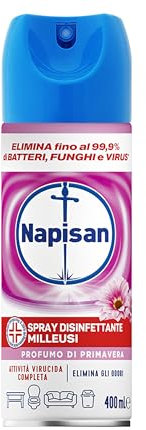 Napisan Spray Disinfettante Milleusi, per Tessuti e Superfici, Fragranza Profumo di Primavera, Spray da 400ml