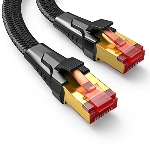 SNOWKIDS Cat 8 LAN kabel 2m, 40Gbps LAN Kabel Hochgeschwindigkeits 2000MHz S/FTP Ethernet Kabel Gigabit RJ45 Nylon geflochtener Vergoldeter Patchkabel für PS5/4 Router Modem TV Switch Laptop