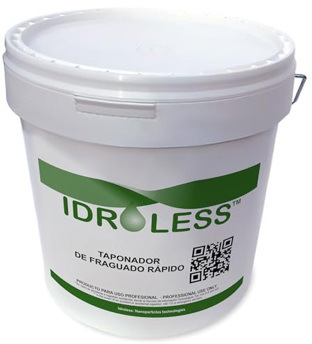 Mortero Taponador de Secado Ultra Rápido (5kg) - Para taponar fugas de agua en muros, paredes, suelos. Fraguado casi inmediato - Idroless