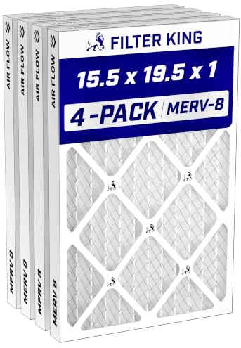Filter King Filtros de aire de 15,5 x 19,5 x 1 | Paquete de 4 | Filtro de horno de aire acondicionado plisado MERV 8
