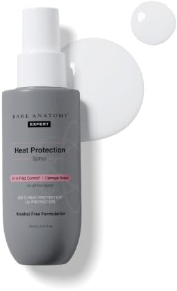 Bare Anatomy Heat Protection Spray Serum Controls Frizz for up to 24 Hrs Vitamin E, Pea Protein & Veg Keratin Enriched Paraben Free for Women & Men Vegan 230° C Heat Protection 150 ml