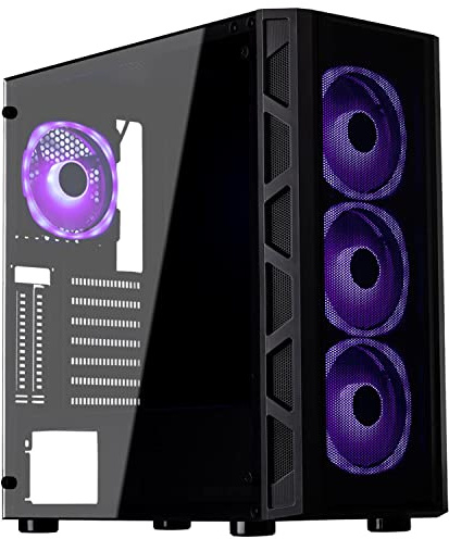Silver Monkey X® Chest TGM Computergehäuse | Middle Tower Gaming PC-Gehäuse | ARGB-Beleuchtung 4 eingebaute Lüfter | CPU: max. 165mm GPU: max. 370mm | Bis zu 8 Lüfter | Stahl Hartglas | Staubfilter