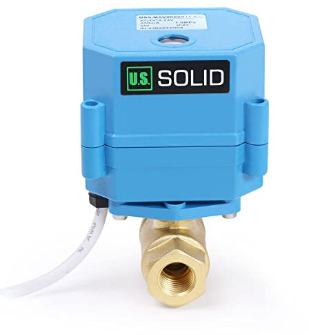 U.S. Solid Motorisierter Kugelhahn - G1/4 Gewinde Messing-Kugelhahn mit Vollport, 9-24V AC/DC und 2-Draht-Auto-Rücklauf-Setup