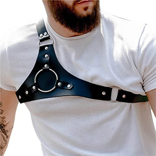 Limmion Herren Gay Harness Männer Leder Sexy Unterwäsche für Mann, Geschirre leder einstellbar Körper Bondage Brustgurt Fetisch Erotik Brust Geschirr dessous Rave Outfit Herren Punk Gothic Kostüm