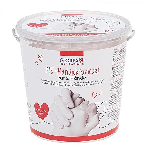 Glorex 62703307 - Set di modellazione Fai da Te per 2 Mani, Incluso Materiale per Calco in Gesso, Come Souvenir, Decorazione e Regalo