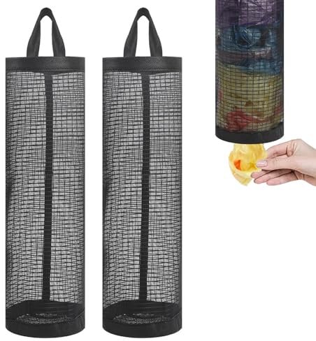 Plastic Bag Holder Set - Mesh Carrier Bag Storage Bin Bag Holder, Hanging Storage Solution for Carrier Bags, Recycling