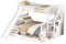 ZYLOYAL10 90 x 200 sopra 140 x 200 letto a castello con cassetti e scivolo, letto a soppalco con scale, letto per bambini multifunzionale, lettino per ragazzi