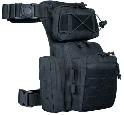 ROGJUK Taktische Beintasche für Herren, schwarz, Crossbody-Tasche, Rucksack, Oberschenkeltasche, Militär, Jagd, Outdoor, Tragetasche, Motorrad, Werkzeug, Arbeit, Hüfttasche, Beintasche, Bauchtasche