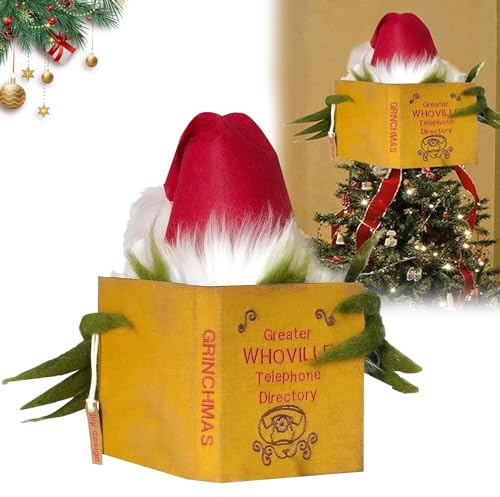 SMchwbc Grinchs - Puntale per albero di Natale, divertente decorazione per albero di Natale, decorazione per la casa