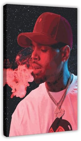 GUyfam Chris Brown Poster Sänger Schauspieler Poster Leinwand Poster Wandkunst Dekor Druck Bild Gemälde für Wohnzimmer Schlafzimmer Dekoration 60 x 90 cm