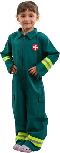 PRETEND TO BEE Deluxe Paramedic Dress Up Costume for Kids, Green, 3-5 Years
