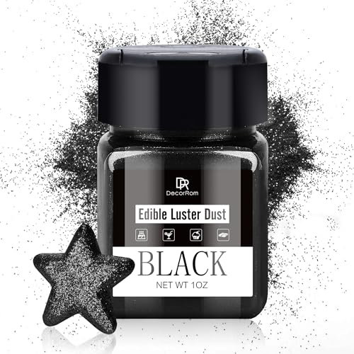 Essbarer Glitzer - 30g Essbarer Glitzerstaub Glitzerpulver für Backen, Getränke, Kuchen - Metallisch Pulver Staubpulver Lebensmittelfarbe zum Dekorieren von Lebensmittel, Cocktail, Keksen (SCHWARZ)