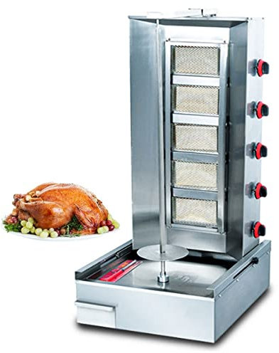 Barbecue Grill Gas Professioneller vertikaler Rotisserie-Ofen, Aufsatz-Kebab-Kocher, rotierender Bräter, Backmaschine, Haushaltsgeräte aus Edelstahl, energieeffizient