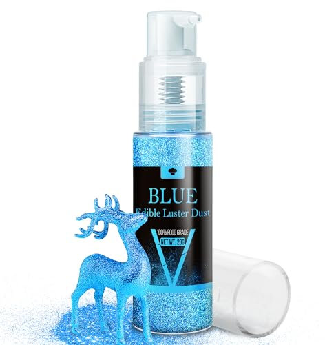 Essbarer Glitzer Spray Set - 20g Lebensmittel Glitzer Glitzerstaub für Getränke, Champagner, Kuchen - Essbarer Metallisch Lebensmittelfarbe Pulver zum Cocktails, Wein, Likör, Backen, Torten (Blau)