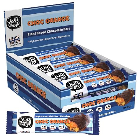 Yubi Bar - Choc Orange Protein Bars, 12 x 35g | 99 Calories, High Protein, Low Sugar, High Fibre, Gluten Free and Dairy Free, Healthy Snacks/Nutrition Bar