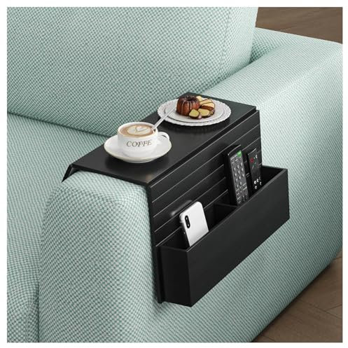 DIDAINT Sofa Tablett Armlehne Sofatablett Armlehnen Tablett Couch Ablage für Sofalehne - Praktische Sofa Ablage, Schwarz, Flexibles Design