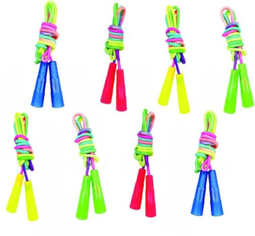 Corde à sauter Enfants, 8 Pièces Cordes à Sauter Arc-en-Ciel, 7.2 Ft Corde à Sauter, Durables Avec Poignées en Plastique, Cordes à Sauter Vibrantes pour Activités de Plein Air, Exercices Fitness, Cad