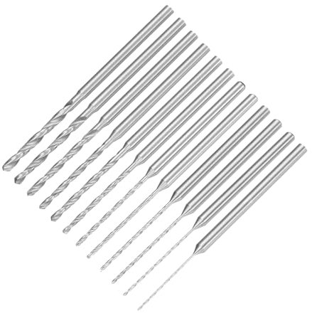 sourcing map 12Pcs Mini Twist Drill Bit Set, 0.5/0.6/0.7/0.8/0.9/1/1.2/1.4/1.5/1.6/1.8/2mm Micro Engraving Drill Bits, High-Speed Steel 2.35mm Shank Small Jobber Bit for DIY Resin, Amber, Wood