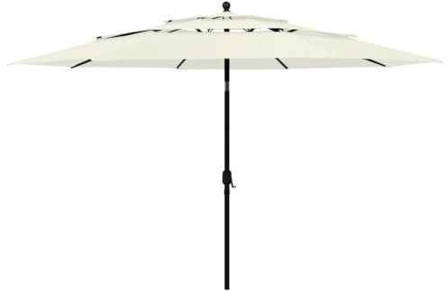 XGWKCNV Furniture Select 3-stöckiger Gartenschirm mit Aluminiumstange, Sand, 3,5 m