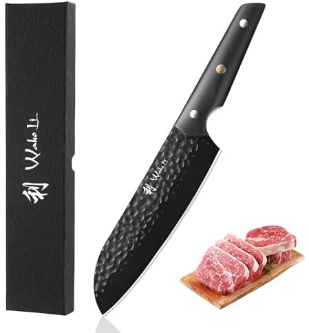 Wakoli Yugen Santokumesser 18 cm Klinge | aus Edelstahl mit schwarzer Titanbeschichtung | mit ergonomischem G10-Griff | für Fleisch, Fisch, Gemüse & Kräuter | in Geschenkbox, für Hobby- & Profiköche