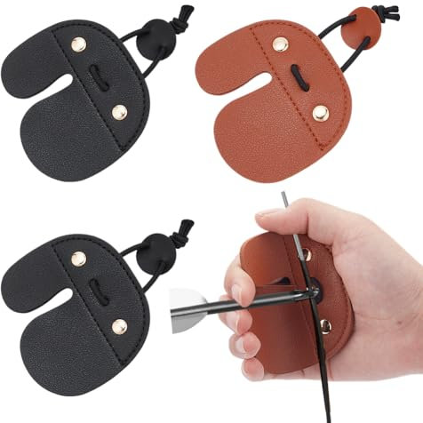 nbeads 4 Stück 2 Stile Leder Bogenschießen Finger Tabs, Bogen Finger Tabs Recurve Bogen Saite Fingerschutz Finger Saver Schützen Guard für Recurve-Bögen Jagd Outdoor Praxis