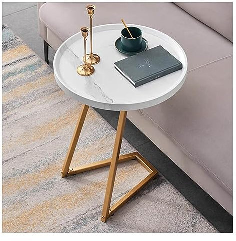 CCYENG Mesa Auxiliar Redonda, Mesa Auxiliar pequeña, mesita de Noche Moderna, Mesa de Noche Decorativa, Mesa de Comedor para café, Mesa para refrigerio, Bandeja de TV para Sala de Estar,