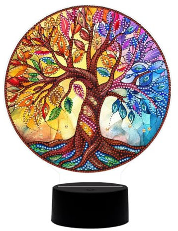 Demiawaking Diamond Painting Nachtlicht Tischdeko Tiere, Diamant Malerei Nachttischlampe Tischlampe LED Deko Set, DIY 5D Diamant Painting Lampe für Kinder Geburtstag Geschenke (K)