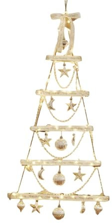 harayaa Decorazione da Appendere al Muro dell'albero di Natale, Decorazione Natalizia, Scala per Finestra, Festiva, Bianco
