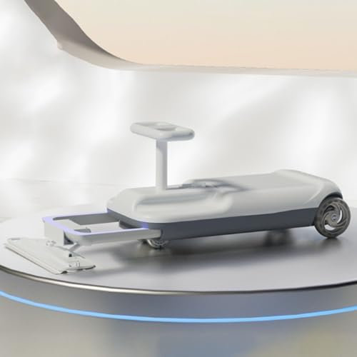 Kids Cleaning Kart, Ride-On Floor Cleaning Kart, Portable Cleaning Kart, 5-Speed Telescopic, with Bearing Steering Stem, Lighted Wheels and Storage Space,Grey