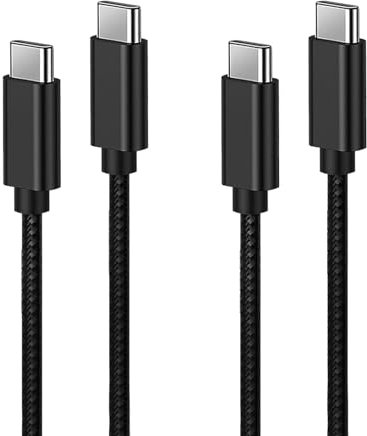 2 Pack USB C to USB C Charger Cable, 6.56FT/2M 60W USB C Cable Fast Charge, Nylon Braided Data Transfer Cable Compatible with iPhone 16/15 Pro Max, Galaxy S24/S23, iPad Pro/Air, MacBook Pro/Air, Black