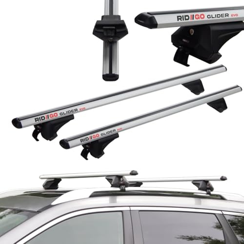 RIDIGO Glider EVO Dachträger für VW Tiguan 1 I 5N 2007-2016 | Aluminium, 75 kg Tragkraft, offene Dachreling, Silber