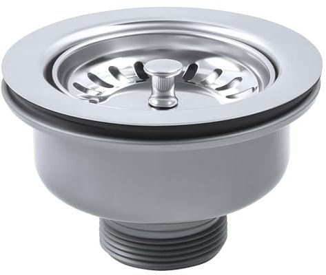 YedZen Sink Collection, 114mm G1½ Stainless Steel and PVC Kitchen Sink Kit, Basket Strainer Plug Waste, Stainless Kitchen Sink Waste Kit