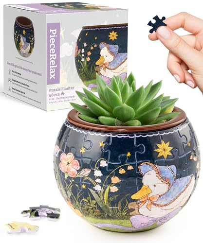 PieceRelax 3D Puzzle Blumentopf - The Dreamy Duck, 3D Puzzle Erwachsene, DIY-Pflanztopf zum Selbstbauen, Entspannendes Geschenk für Pflanzenliebhaber, Geschenkidee, 80 Kunststoffteile [K1128]
