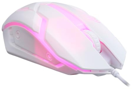 SHINEOFI Souris USB Filaire Rétroéclairée de Jeu en Plastique Blanche | Commande Précise, Design Ergonomique, pour Ordinateur, Usage Maison et Dortoir