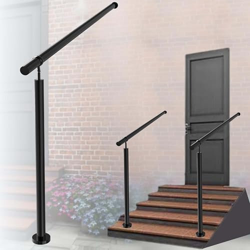 AICA Eingangsgeländer Edelstahl, Geländer Edelstahl Handlauf, Treppengeländer, Winkelverstellbare Wandhaltegriffe, Schwarz, Eingangsgeländer Innen- Und Außenbereich Geeignet, 150 cm