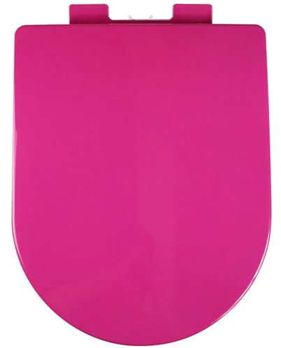Dazzluxe Sièges De Toilette Universels en Forme De D, Abattant WC Silencieux sans Claquement avec Couvercle De Toilette À Fermeture Lente, Facile À Assembler, Siège De Toilette en PP Coloré,Rose
