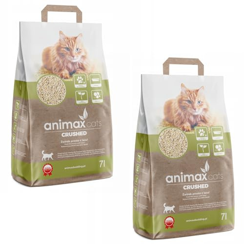 Animax Premium Katzenstreu aus Holzfasern | Klumpend Staubfrei Biologisch Abbaubar | Hohe Saugkraft Sanft zu Pfoten | Umweltfreundlich & Hygienisch (7L + 7L, Klassisch)