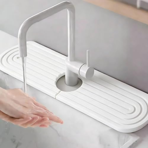 VGECEE Abtropfmatte Spüle Stein Wasserhahn Spritzschutz Matte Stein 45x10cm | Wasserhahn Spritzschutzmatte Abtropfmatte, Wasserhahnmatte Wasserfänger, Matte Sink Mat, für Küche und Badezimmer