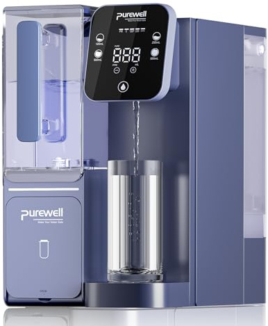 Purewell 4-Stage Purification Countertop Reverse Osmosis Water Filter System with Alkaline Filter and Portable Water Pitcher, 3.5:1 Pure to Drain, pH 8-9, No Installation Required (C01)
