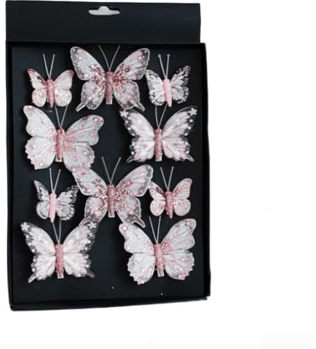 Glitzer Schmetterling Hängeornamente für Christbaumschmuck mit Clipbefestigung (Pulver)