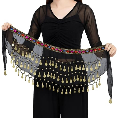 Bauchtanz Hüfttuch, Bauchtanz Rock Damen, Schwarz, Bauchtanz Kostüm Damen, Bauchtanz Tuch, Belly Dance Costume, Bauchtänzerin Kostüm