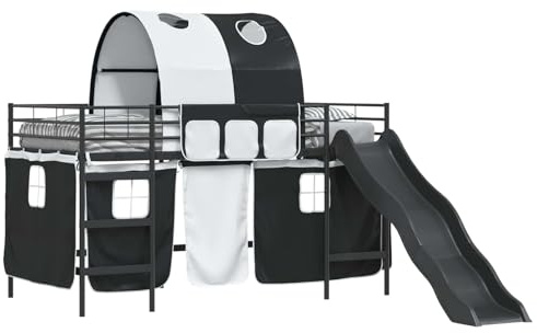 vidaXL Kinder-Etagenbett Schwarz 90 x 200 cm Metall, Hochbett für Kinder, Rechteckig, Modernes Design, Robuster Rahmen für Kinder, Spielstruktur, Abenteuer-Schlafzimmer-Einrichtung