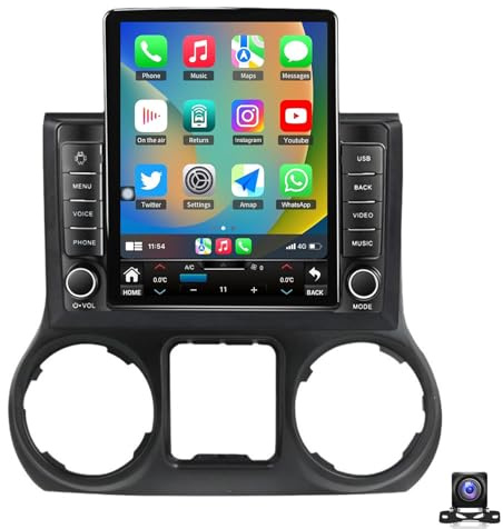 Autoradio stéréo 9,7 pouces de remplacement pour J-eep Wrangler JK Dodge Ram 1500 2500 Compass Grand Cherokee CarPlay/Android Auto/Écran tactile/FM/Caméra de recul HD(Size:TS150,Color:2011-2014)