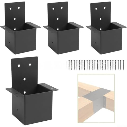 Galvanized Steel Pergola Bracket Kit With Screws For Wall Mounted Timber Column Support Delivering Reinforcement For Outdoor Use(4 Pieces)