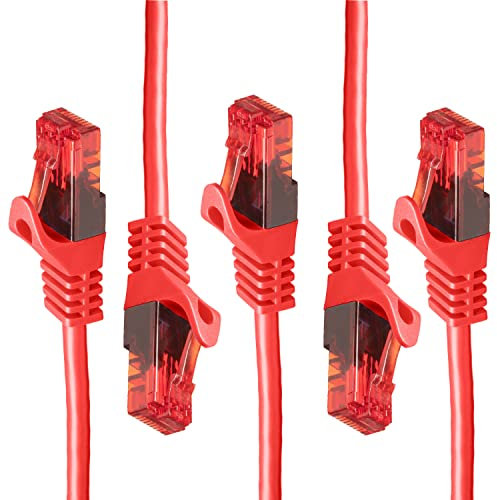 BIGtec 5 Stück – 0,15m LAN Kabel Netzwerkkabel Patchkabel Ethernet 2 x RJ45 Stecker High Speed rot kompatibel zu Cat.5 Cat.6 Cat.7 Cat.8 Switch Router Modem Patchpanel Access Point Patchfeld